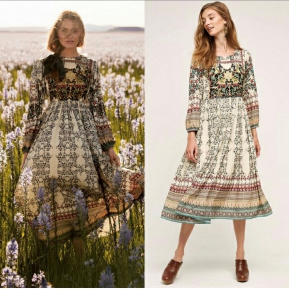Bhanuni Anthropologie Far Fields Midi Dress beaded.
Extremely beautiful as:00 Xs